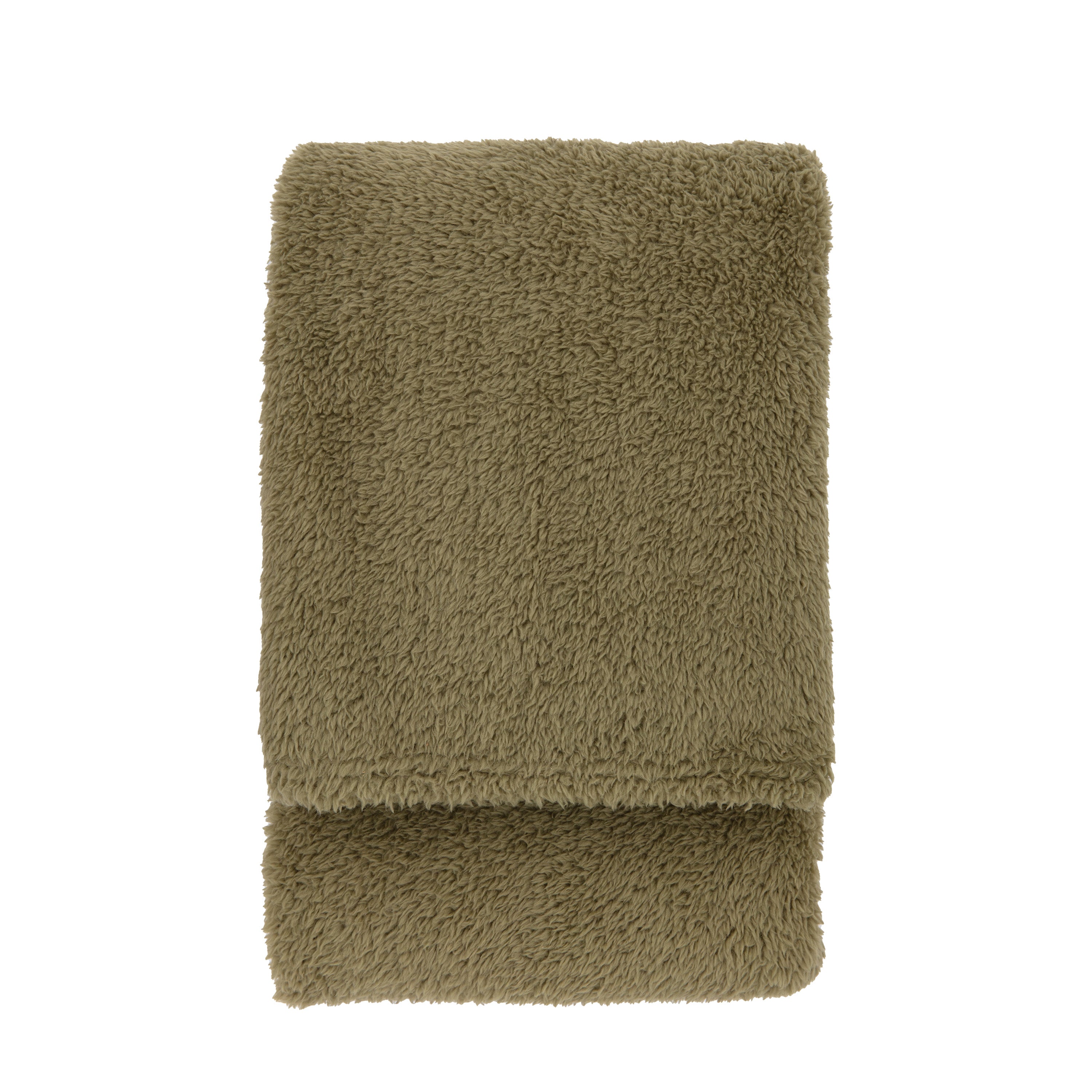 Teddy Olive Green Fleece Throw